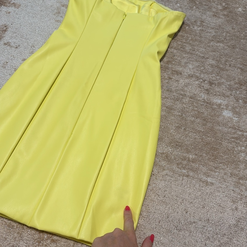 Meshki yellow vegan leather mini strapless dress size XXS - Picture 4 of 7